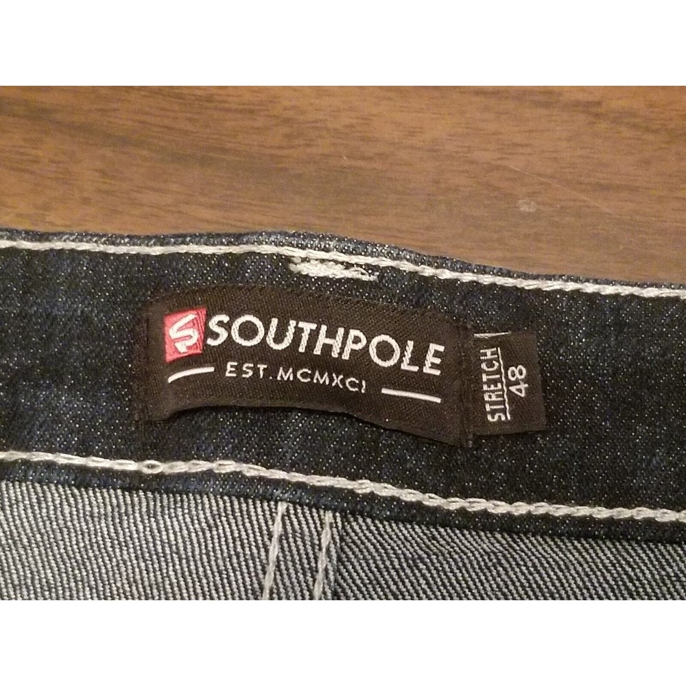 South Pole Jeans Men's Size 48 Distressed Faded Denim Stretch Streetwear Y2K 90s - Picture 5 of 6